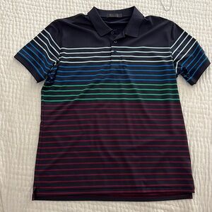 G/Fore navy with multi stripe golf polo, size large